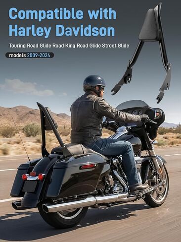 26" Motorcycle Sissy Bar Backrest, Detachable Passenger Backrest High-Strength Steel Sissy Bar Compatible with Harley Touring Street Road Glide Road King Street Glide 2009-2025 in Saudi Arabia