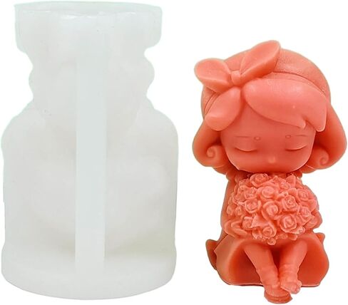 Candle Molds, Girls Silicone Mold Lovely Little Girl Candle Mould Handmade Scented Candle Making Mold Soap Mould Candy Decoration - D362 in Saudi Arabia