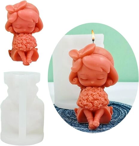 Candle Molds, Girls Silicone Mold Lovely Little Girl Candle Mould Handmade Scented Candle Making Mold Soap Mould Candy Decoration - D362 in Saudi Arabia