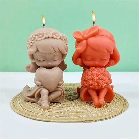 Candle Molds, Girls Silicone Mold Lovely Little Girl Candle Mould Handmade Scented Candle Making Mold Soap Mould Candy Decoration - D362 in Saudi Arabia