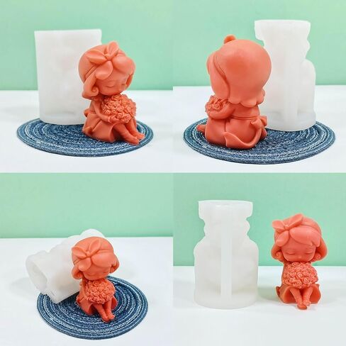 Candle Molds, Girls Silicone Mold Lovely Little Girl Candle Mould Handmade Scented Candle Making Mold Soap Mould Candy Decoration - D362 in Saudi Arabia