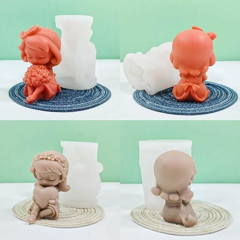 Candle Molds, Girls Silicone Mold Lovely Little Girl Candle Mould Handmade Scented Candle Making Mold Soap Mould Candy Decoration - D362 in Saudi Arabia