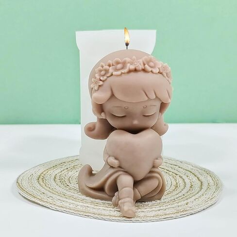 Candle Molds, Girls Silicone Mold Lovely Little Girl Candle Mould Handmade Scented Candle Making Mold Soap Mould Candy Decoration - D362 in Saudi Arabia