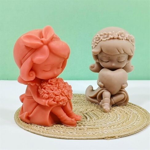 Candle Molds, Girls Silicone Mold Lovely Little Girl Candle Mould Handmade Scented Candle Making Mold Soap Mould Candy Decoration - D362 in Saudi Arabia
