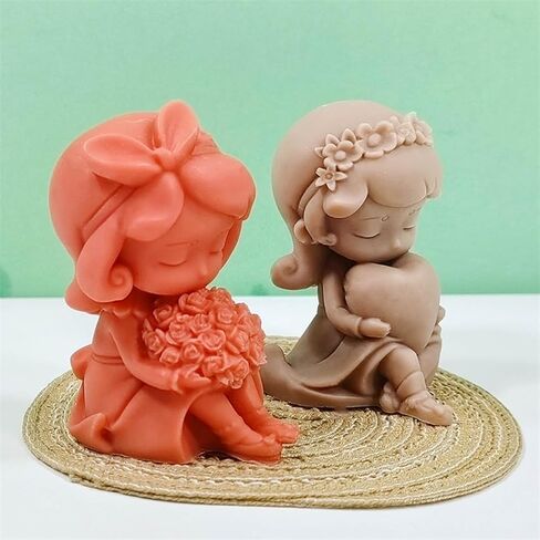 Candle Molds, Girls Silicone Mold Lovely Little Girl Candle Mould Handmade Scented Candle Making Mold Soap Mould Candy Decoration - D362 in Saudi Arabia