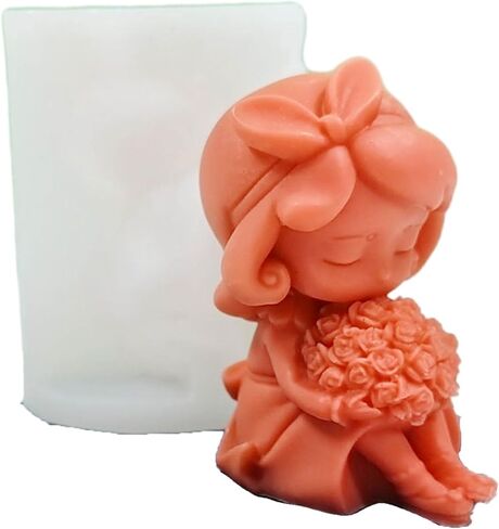 Candle Molds, Girls Silicone Mold Lovely Little Girl Candle Mould Handmade Scented Candle Making Mold Soap Mould Candy Decoration - D362 in Saudi Arabia