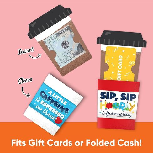 Big Dot of Happiness Assorted Thank You Teachers Coffee Cup Gift Card Holders with Envelopes, Teacher Appreciation Gift Card Sleeves and Cash Money Holders, Nifty Gifty Pack, Set of 8 in Kuwait
