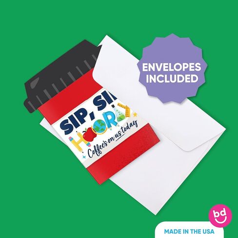 Big Dot of Happiness Assorted Thank You Teachers Coffee Cup Gift Card Holders with Envelopes, Teacher Appreciation Gift Card Sleeves and Cash Money Holders, Nifty Gifty Pack, Set of 8 in Kuwait