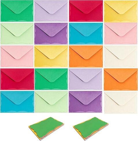 20 Pcs Mini Cards with Envelopes, Small Blank Note Cards Set with Self-Adhesive Colorful Envelopes, 10 Colors for Gift Messages, Thank You Notes, Business Cards & DIY Crafts (6.22 x 4.25 Inches) in Kuwait
