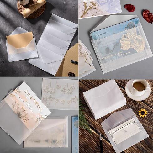 Glassine Envelopes, 4.2×2.5 Inch (10cm×7cm) Translucent Mini Envelopes, Clear Envelopes for Stamps, Coins, Lottery Tickets, Cards, DIY Projects & Office Storage (50) in Kuwait
