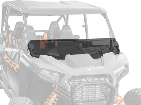 SuperATV Scratch Resistant Half Windshield for 2024+ Polaris RZR XP 1000, 2024+ XP 4 1000, XR Optic Hard Coating, 1/4" Polycarbonate 250x Stronger than Glass, USA Made, Tinted in Kuwait