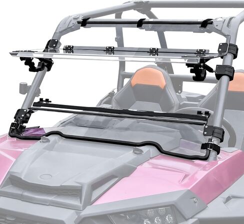 Flip Up Windshield for 2014-2018 Polaris RZR XP 1000/XP Turbo/ RZR 900/ S 900/ S 1000 Accessories, Clear 1/5'' Hard-coated Scratch Resistant PC Split Foldable Windshield, Closed/Vented/Open in Kuwait
