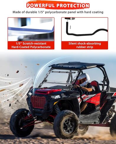 Flip Up Windshield for 2014-2018 Polaris RZR XP 1000/XP Turbo/ RZR 900/ S 900/ S 1000 Accessories, Clear 1/5'' Hard-coated Scratch Resistant PC Split Foldable Windshield, Closed/Vented/Open in Kuwait