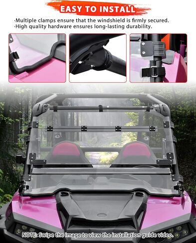 Flip Up Windshield for 2014-2018 Polaris RZR XP 1000/XP Turbo/ RZR 900/ S 900/ S 1000 Accessories, Clear 1/5'' Hard-coated Scratch Resistant PC Split Foldable Windshield, Closed/Vented/Open in Kuwait