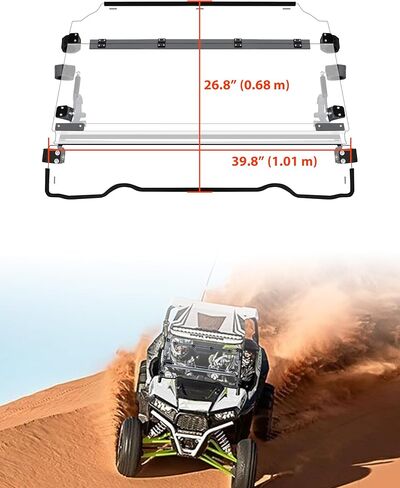 Flip Up Windshield for 2014-2018 Polaris RZR XP 1000/XP Turbo/ RZR 900/ S 900/ S 1000 Accessories, Clear 1/5'' Hard-coated Scratch Resistant PC Split Foldable Windshield, Closed/Vented/Open in Kuwait