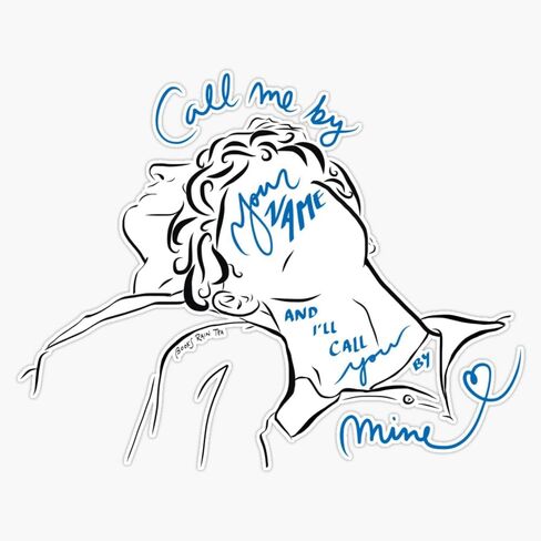Magnet Call Me by Your Name and I'll Call You by Mine Illustration and Calligraphy Magnetic Vinyl Sticker Decal 5" in Saudi Arabia