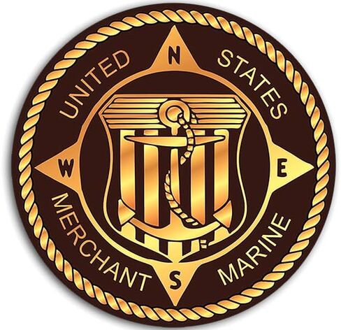 Round Bronze US Merchant Marine Sticker (Seal Logo Insignia Coast Guard mm Vinyl Decal for car Boat or Laptop (3 inch) in Kuwait