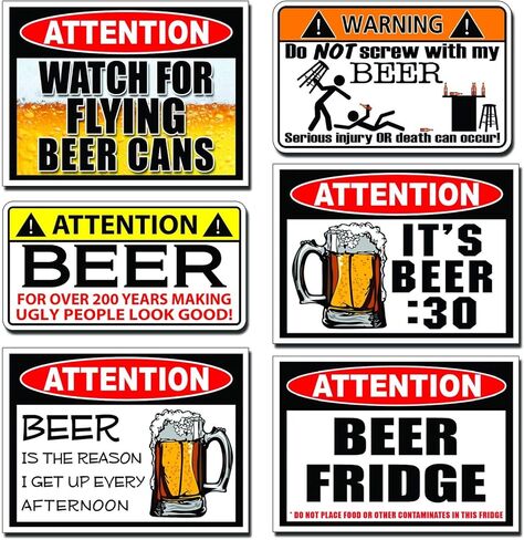 6-PCS Funny Beer Stickers Hilarious Alcohol Decals for Cooler, Fridge, Party Bar, Toolbox Vinyl Sticker with Booze, Drinking, Brewery & Liquor Warning Label Designs in Kuwait