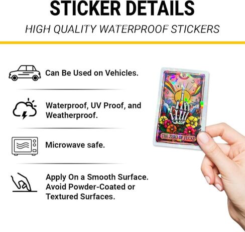 3Pcs Tarot Card The Zero of Fucks Sticker, The Zero of F*CKS Sticker, Skeleton Hand Tarot Meme Funny Stickers, Decal for Laptop Water Bottle Phone Case Window Car Hard Hat 3" (Hologram, 3in) in Kuwait