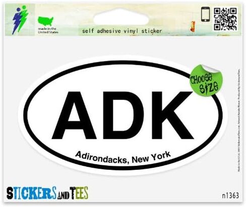 ملصق نافذة السيارة من الفينيل البيضاوي ADK Adirondacks New York مقاس 5 بوصة × 3 بوصة in Kuwait