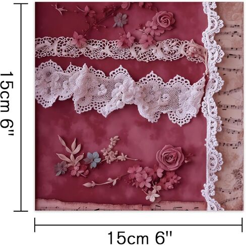Pearl Lace Scrapbook Paper, 24 Sheets 6"×6" Single-Sided Patterned Cardstock Pads,160gsm Vintage Decopodge Scrapbook Supplies, Junk Journal Decorative Crafts DIY Album Card Making Art Journaling in Saudi Arabia