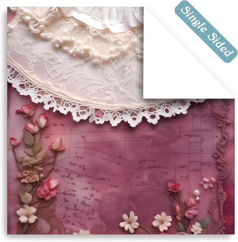 Pearl Lace Scrapbook Paper, 24 Sheets 6"×6" Single-Sided Patterned Cardstock Pads,160gsm Vintage Decopodge Scrapbook Supplies, Junk Journal Decorative Crafts DIY Album Card Making Art Journaling in Saudi Arabia