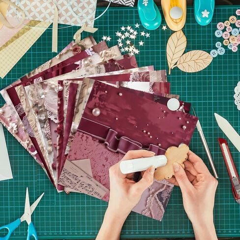 Pearl Lace Scrapbook Paper, 24 Sheets 6"×6" Single-Sided Patterned Cardstock Pads,160gsm Vintage Decopodge Scrapbook Supplies, Junk Journal Decorative Crafts DIY Album Card Making Art Journaling in Saudi Arabia