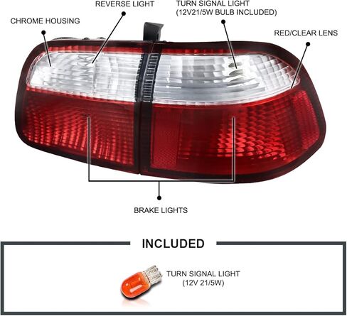 SPEC-D TUNING Red Tail Lights Compatible with 1999-2000 Honda Civic 4 Door Sedan Left & Right Pair Assembly in Kuwait