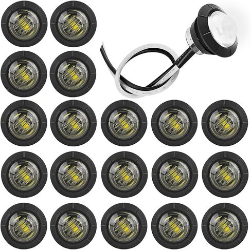 20PCS Trailer 3/4" Mini Round LED Side Marker Light, Truck Clearance Bullet Marker Indicator Lamp, Front Rear Top Clearance Turn Signal Grill Light, Universal for Trailer Van Pickup RV (Red) in Kuwait