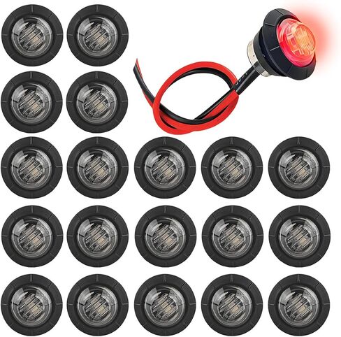 20PCS Trailer 3/4" Mini Round LED Side Marker Light, Truck Clearance Bullet Marker Indicator Lamp, Front Rear Top Clearance Turn Signal Grill Light, Universal for Trailer Van Pickup RV (Red) in Kuwait