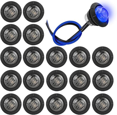 20PCS Trailer 3/4" Mini Round LED Side Marker Light, Truck Clearance Bullet Marker Indicator Lamp, Front Rear Top Clearance Turn Signal Grill Light, Universal for Trailer Van Pickup RV (Red) in Kuwait
