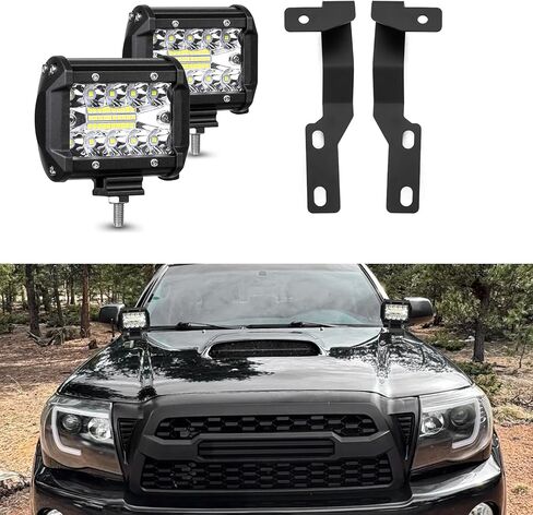 BESTZHEYU 2 PCS 4 Inch LED Pods and Ditch Light Brackets Hood Hinges Mount Bracket Kit for 2005-2015 Tacoma in Saudi Arabia