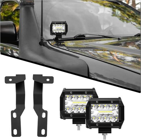 BESTZHEYU 2 PCS 4 Inch LED Pods and Ditch Light Brackets Hood Hinges Mount Bracket Kit for 2005-2015 Tacoma in Saudi Arabia