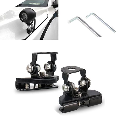 Pack-2 Car Hood LED Light Base Mounting Bracket, Wide-Angle Adjustable Grille Non-Destructive Fixing Stand, Stable Shock-Absorbing Safety Lighting Accessory, Universal for Most Cars (Black) in Saudi Arabia