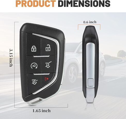 Keyecu 6 Button Remote Key Fob Replacement for Cadillac Escalade ESV 2021 2022 2023 2024 2025 Smart Car Key Fob Case Cover FCC ID: YG0G20TB1 (Empty Shells) in Kuwait
