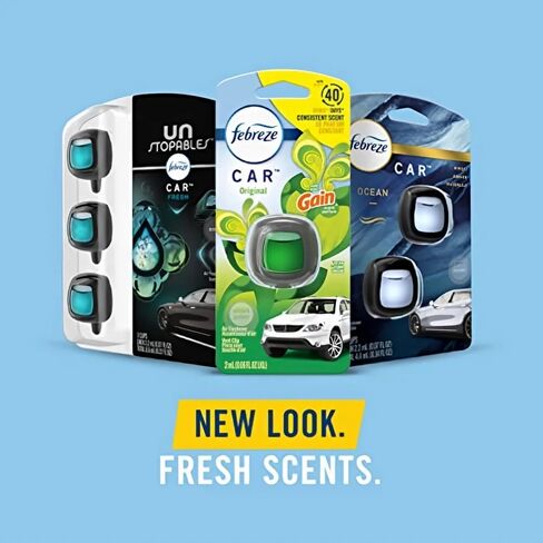 Febreze Car Air Fresheners, Linen & Sky, Odor Fighter for Strong Odors Car Vent Clips (2 Count) in Kuwait