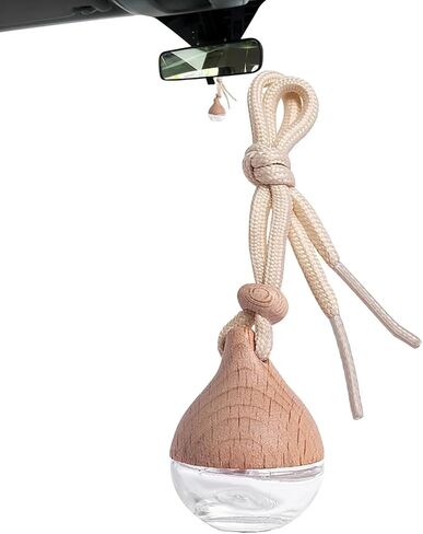 3 Pcs Hanging Car Air Freshener Diffuser Bottles – 6ml Refillable Essential Oil Aromatherapy Perfume Pendant, Clear Empty Glass with Wooden Cap & String for Vehicle Decoration, Closet Fragrance in Saudi Arabia