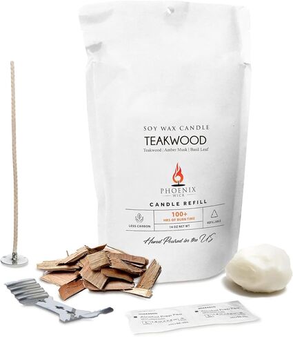 Phoenix Wick Candle Making Kit – Transform Anything Into A Candle – Candle Making Kit with Wick + 14oz Wax (Teakwood) in Saudi Arabia
