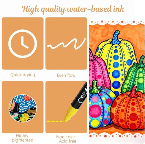 nauets 12 Colors Acrylic Paint Markers, Premium Dot & Fine Dual Tip Acrylic Paint Pens for Rock, Wood, Fabric, Canvas, Glass, Paper, Ceramic, Scrapbook, Vision Board and DIY Crafts Supplies Art Gifts in Saudi Arabia