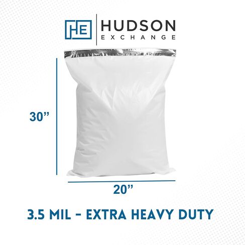 Hudson Exchange 20 × 30 بوصة بولي ميلرز (100 حزمة) أبيض، ذاتي الغلق، بولي إيثيلين، سمك 3.5 مل، مقاوم للماء، مقاوم للتمزق، مغلفات الشحن in Kuwait