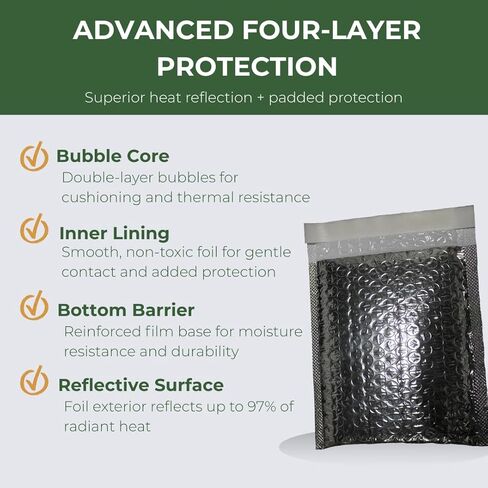50-Pack IIP Texas Insulated Bubble Mailers, Thermal Radiant Barrier, Waterproof Self-Seal Shipping Bags, Metallic Silver, Multiple Sizes (11" x 15" / 50 Count) in Saudi Arabia