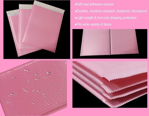 YYaaloa 25 Pack 6x8 Inches Outside Size Small Pink Poly Bubble Lined Mailers Padded Shipping Envelopes Self Seal Mailer Waterproof, Shockproof and Dustproof (Pink 6x8 Inches-25pcs) in Kuwait