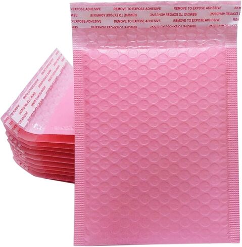 YYaaloa 25 Pack 6x8 Inches Outside Size Small Pink Poly Bubble Lined Mailers Padded Shipping Envelopes Self Seal Mailer Waterproof, Shockproof and Dustproof (Pink 6x8 Inches-25pcs) in Kuwait