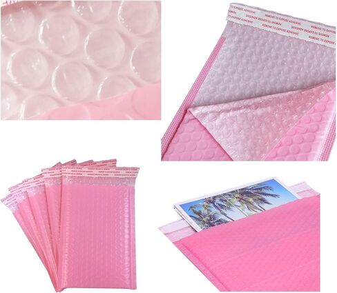 YYaaloa 25 Pack 6x8 Inches Outside Size Small Pink Poly Bubble Lined Mailers Padded Shipping Envelopes Self Seal Mailer Waterproof, Shockproof and Dustproof (Pink 6x8 Inches-25pcs) in Kuwait