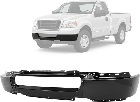 شريط وجه المصد الأمامي من KUAFU متوافق مع 2004-2006 Ford F-150 مع فتحات ضوء الضباب مباشرة مسحوق الفولاذ المطلي باللون الأسود لاستبدال 4L3Z17757EA FO1002389 in Saudi Arabia