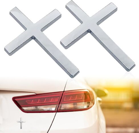 2 Pieces 3D Metal Jesus Cross Car Emblem Alloy Decal Sticker for Auto Body Fender Tail Universal High Gloss Replacement for All Cars Trucks SUVs Scratch Resistant Christian Badge (Black) in Saudi Arabia