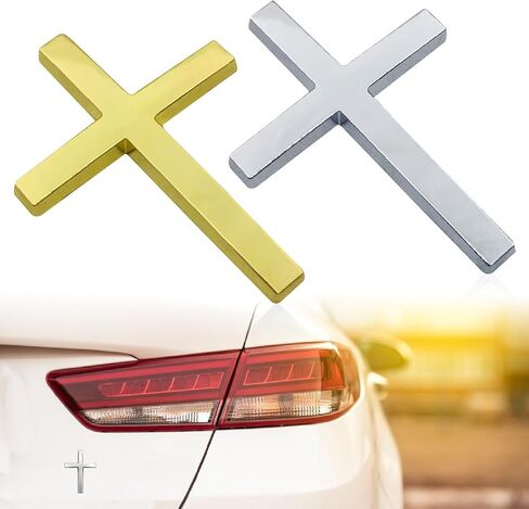 2 Pieces 3D Metal Jesus Cross Car Emblem Alloy Decal Sticker for Auto Body Fender Tail Universal High Gloss Replacement for All Cars Trucks SUVs Scratch Resistant Christian Badge (Black) in Saudi Arabia