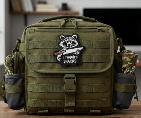 I Require Snacks Raccoon Patch, Funny Animal Tactical Morale, Hook & Loop for Backpacks, Tactical Vests, Dog Harness in Kuwait