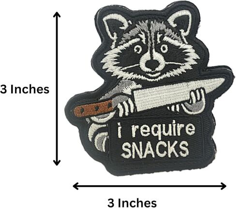 I Require Snacks Raccoon Patch, Funny Animal Tactical Morale, Hook & Loop for Backpacks, Tactical Vests, Dog Harness in Kuwait