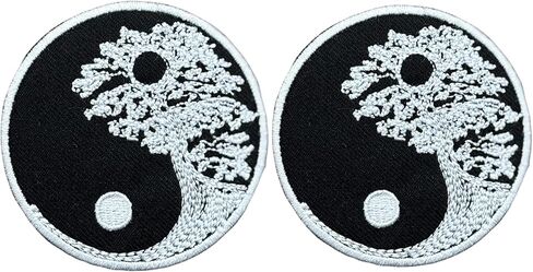رقعة شجرة الحياة البوذية Zen Yin Yang مقاس 3 بوصة (قطعتان) - تطريز حديدي على الشعار in Kuwait